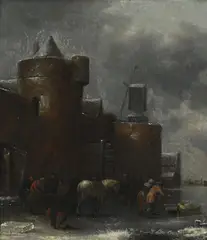 Figures on a frozen river by Klaes Molenaer, Oil on panel, sold Nov 2025