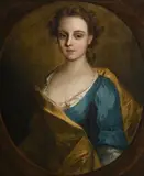Portrait of lady mary watson wentworth by Philippe Mercier, Oil on canvas, feigned oval, sold Nov 2025