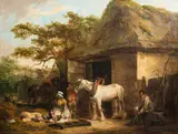 Feeding the pigs by George Morland, Oil on canvas, sold Nov 2025