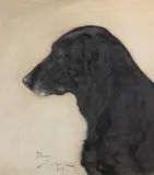 Dinah, a black labrador by John St Helier Lander, Oil on board, sold Nov 2025