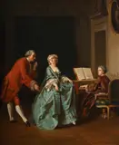 A musical trio by Jospeh Caraud, Oil on canvas, sold Nov 2025