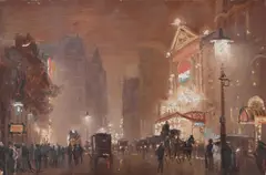 The empire, picadilly by George Hyde Pownall, Oil on card, sold Nov 2025