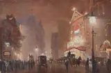 The empire, picadilly by George Hyde Pownall, Oil on card, sold Nov 2025