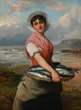 The fish wife by Edward Charles Barnes, oil, sold Nov 2025