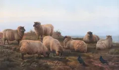 An autumn evening, hampshire down, sheep & rooks by Charles Jones, Oil on canvas Monogrammed and dated '78', sold Nov 2025