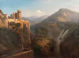 The temple of vesta and the falls at tivoli by Franz Knebel II, Oil on canvas, sold Nov 2025