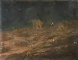 A fragment of a night outpost of xenophon's greeks on the march by Briton Rivière, Oil on canvas, sold Nov 2025