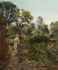 In the garden by Yeend King, Oil on canvas, sold Nov 2025