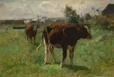 Cows by Fritz Grebe, Oil on card laid to board, sold Nov 2025