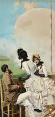 Hot air balloon at longchamps by Vittorio Matteo Corcos, Oil on canvas, sold Nov 2025
