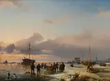 A winter's day on the frozen river by Hermanus Koekkoek, Oil on canvas, sold Nov 2025