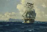 Tall ship off the coast by Michale Zeno Diemer, Oil on canvas, sold Nov 2025