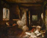 Interior of a fisherman's cottage by Edward William Cooke, Oil and pencil on board, sold Nov 2025