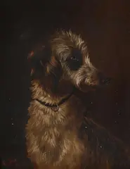 Portrait of a lurcher by Colin Graeme Roe, Oil on canvas, sold Nov 2025