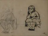 Sketch for 'sympathy' by Briton Rivière, Charcoal, sold Nov 2025