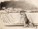 A study for requiescat by Briton Rivière, Charcoal, sold Nov 2025