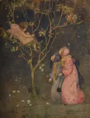 Hush! remind eros not of his wings by Katherine Cameron, Watercolour and charcoal with white heightening, sold Nov 2025