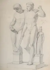 Castor and pollox (after the antique) by Constantin Hansen, Pencil, sold Nov 2025