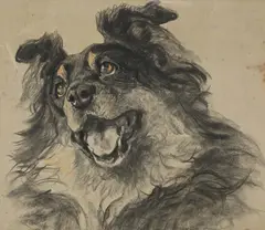 A study from nature for 'rus in urbe' by Briton Rivière, Charcoal and coloured chalks, sold Nov 2025
