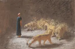Sketch for 'daniel's answer to the king' by Briton Rivière, drawing, sold Nov 2025
