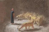 Sketch for 'daniel's answer to the king' by Briton Rivière, drawing, sold Nov 2025