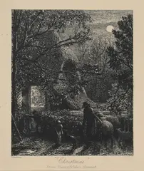 'christmas' - from bampfylde's sonnet by Samuel Palmer, Etching, sold Nov 2025