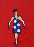 Party games (women in polka dot dresses) by Patrick Caulfield, Acrylic on paper, in two parts Each, sold Oct 2025