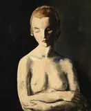 Nude with eyes closed by Jacob Kramer, Oil on canvas, sold Oct 2025
