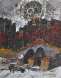 Les maisons vides au bord de l'eau by Théo Tobiasse, Oil on board, sold Oct 2025