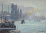 Steamboat on the seine by Joseph Delattre, Oil on canvas, sold Oct 2025