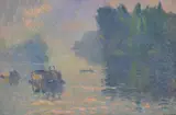 Peniches sur la riviere by Robert Antoine Pinchon, Oil on canvas, sold Oct 2025