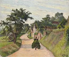 Éragny, la route gisors a bazincourt, normandy by Lucien Pissarro, Oil on canvas, sold Oct 2025