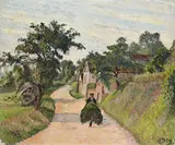 Éragny, la route gisors a bazincourt, normandy by Lucien Pissarro, Oil on canvas, sold Oct 2025