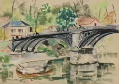Boating under the bridge by Paul Maze, pastel, sold Oct 2025
