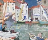 The harbour, st. tropez by John Maclauchlan Milne, Oil on canvas, sold Oct 2025