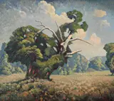 An oak on odney common by Walter James Steggles, Oil on canvas, sold Oct 2025