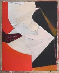Study bassae no. 1 (with red) by Adrian Heath, 1984, Oil on card, sold Oct 2025