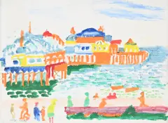 Brighton, of course by Fred Yates, Oil pastel, sold Oct 2025