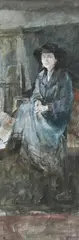 Portrait of a seated lady by Tom Coates, Watercolour, sold Oct 2025