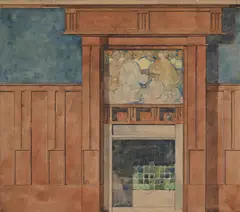 Fireplace design circa. 1900 by Frank Brangwyn, Watercolour and pen, sold Oct 2025