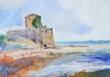 Castle on the sea by Paolo Salvati, 1999, Watercolour and gouache, sold Oct 2025