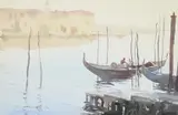 Gondolas venice by Roy Petley, Watercolour, sold Oct 2025
