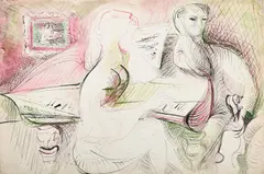 Untitled by Ceri Richards, Watercolour and ink, sold Oct 2025
