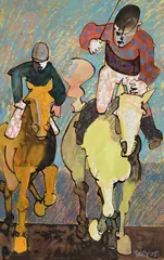 The race by Geoffrey Key, watercolour and ink, sold Oct 2025
