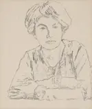 Portrait of a lady with folded arms (isabel bowser) by Gwen John, Charcoal, sold Oct 2025
