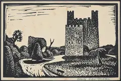 Rochester castle & two further works by Elwin Hawthorne, Woodcut, sold Oct 2025