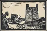 Rochester castle & two further works by Elwin Hawthorne, Woodcut, sold Oct 2025