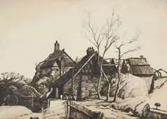 Essex farm by Walter James Steggles, Drypoint, sold Oct 2025