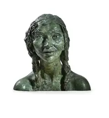 Fourth portrait of kathleen (laughing) by Jacob Epstein, Bronze with green patina, sold Oct 2025