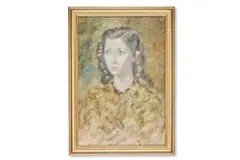 Portrait of liza paravicini by Oliver Messel, 1947, Watercolour, sold Oct 2025